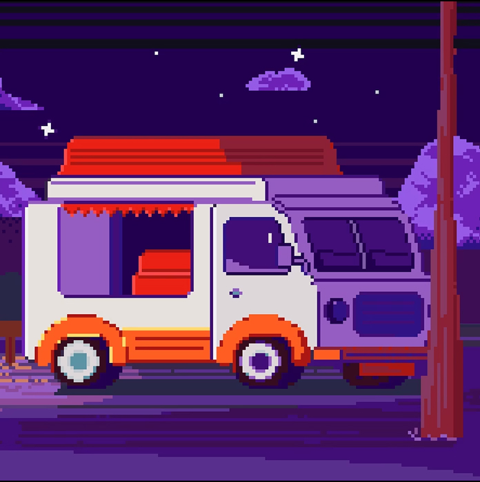 пиксельный цветной фургон